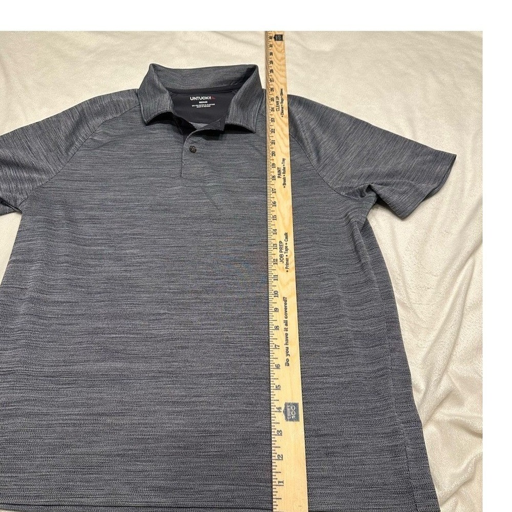 UNTUCKit Men's Hannifer Polo Shirt Medium Heathered Blue Short Sleeve Golf - Picture 7 of 7